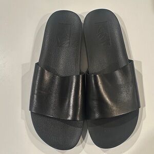 Vans Charcoal Genuine Leather Slide Sandals